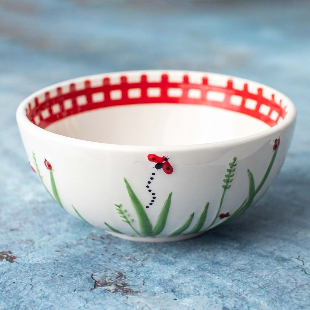 Hausenware Libby Wilkie Ladybug Collection Ceramic Soup or Cereal Bowl